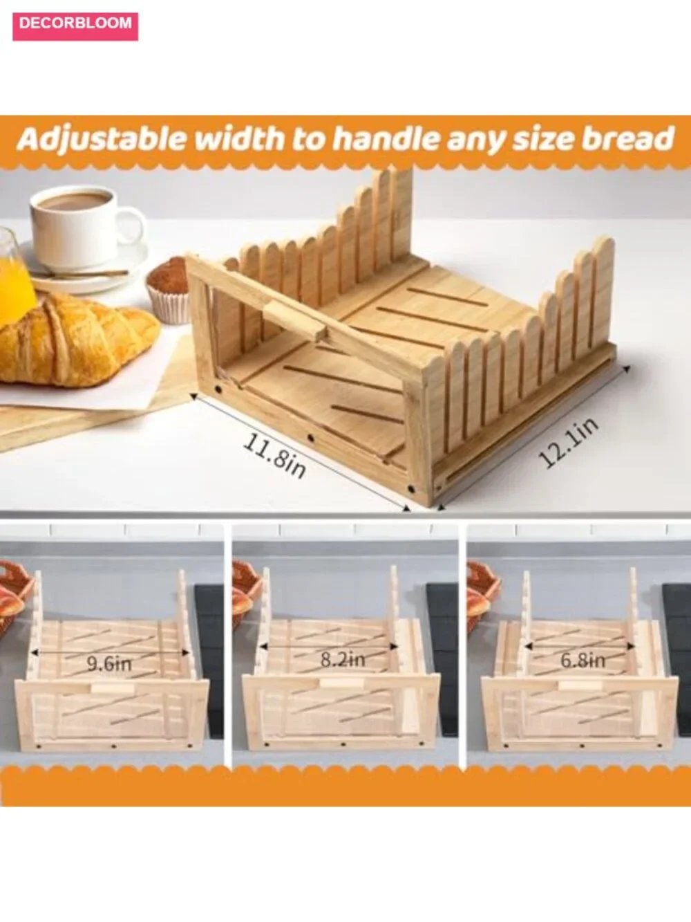 Bamboo Bread Box with Built-in Slicer Drawer & Crumb Tray - Kitchen Storage